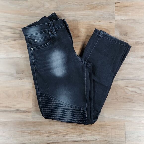 🔹️Steve's Jeans Black Moto Jeans Size 14/32 - Picture 1 of 12